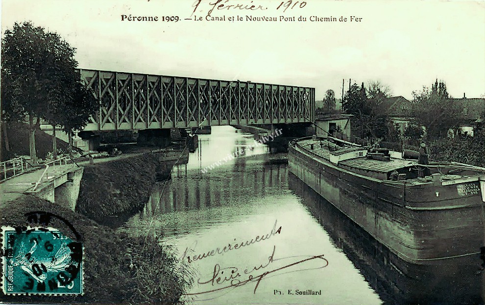 1 peronne 1910 le canal et le nouveau pont de chemin de fer 1