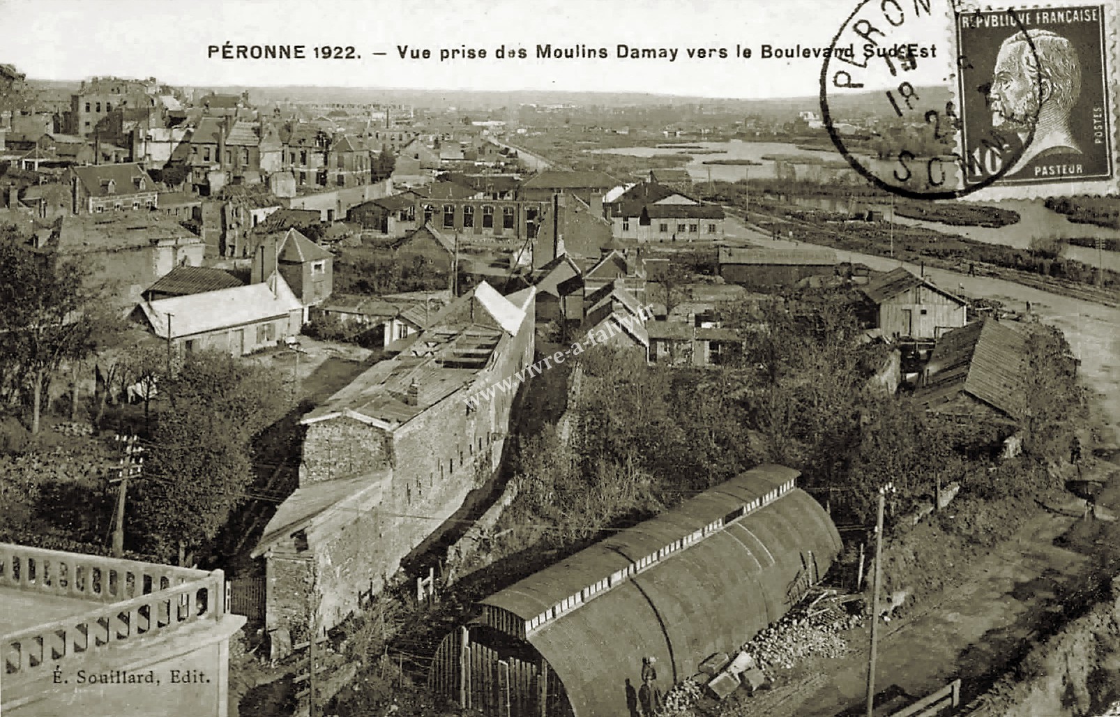 3 peronne 1922 vue prise des moulins damay vers le boulevard sud est 1