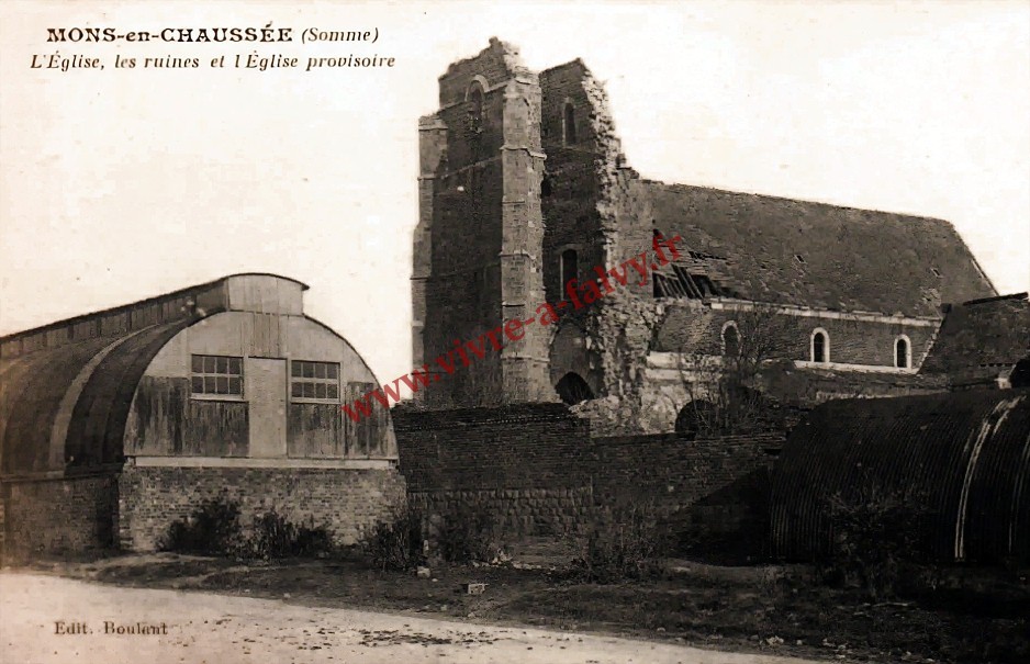 6 mons en chaussee l eglise les ruines et l eglise provisoire 1